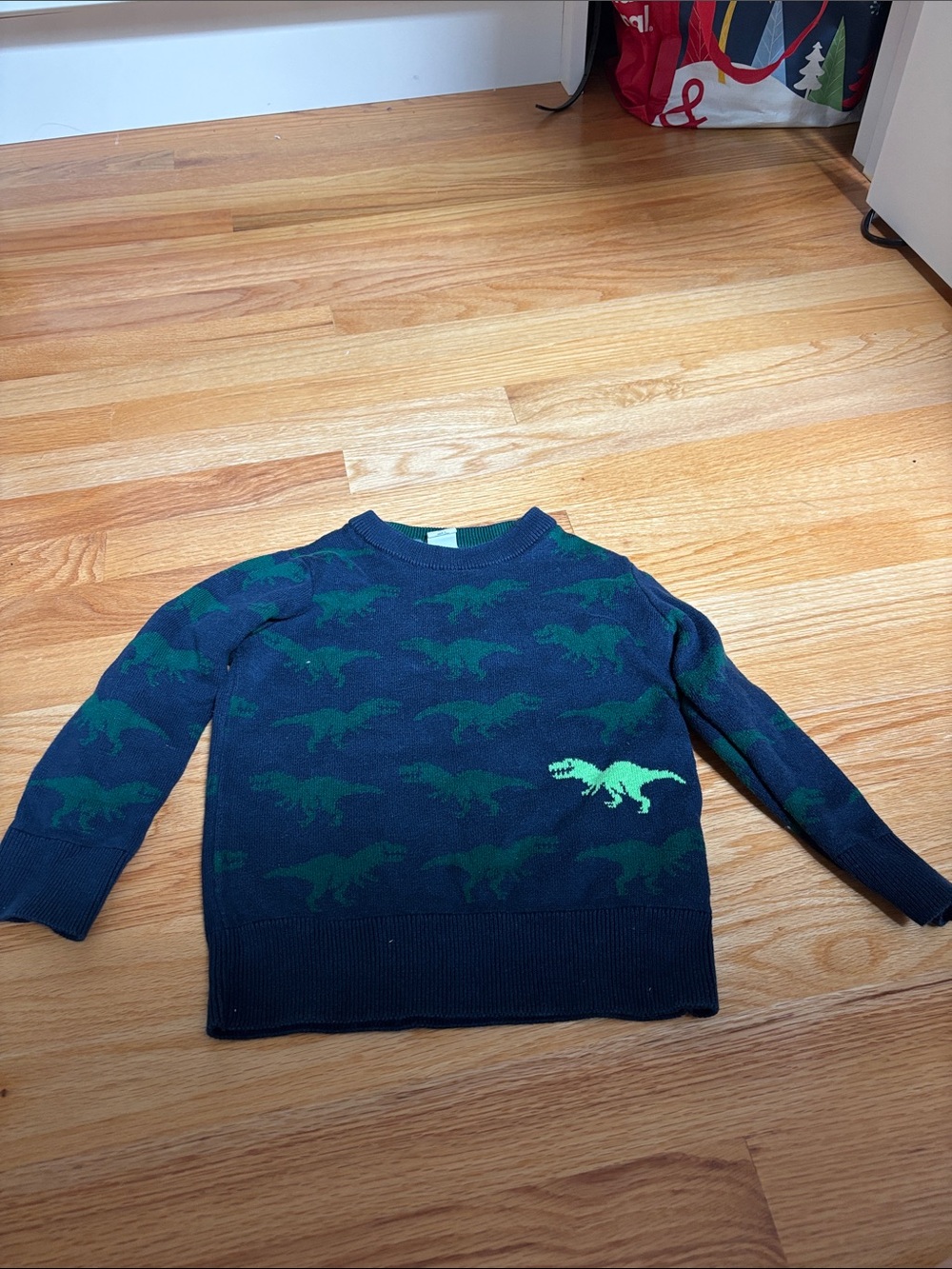 GAP Navy Blue Sweater with Green Dinosaur Motif